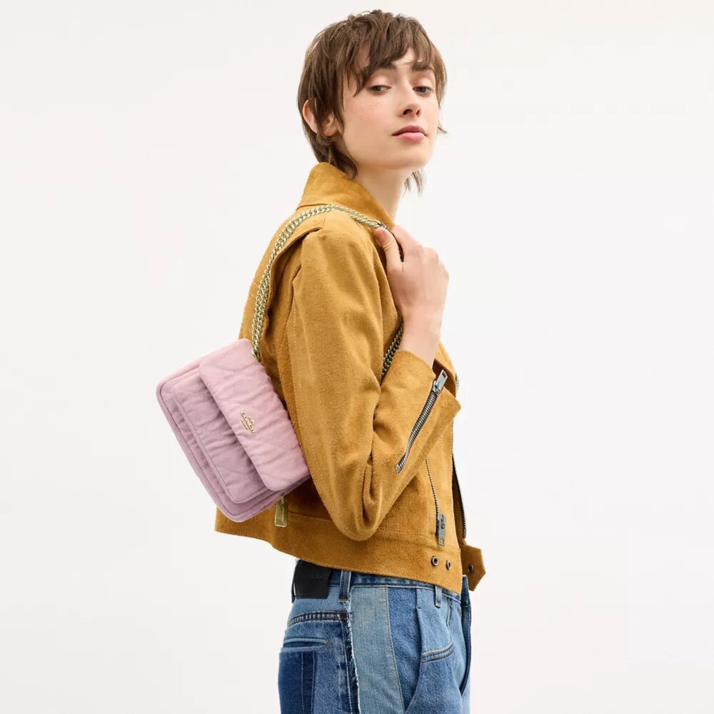 Sac bandoulière Elodie 18 en denim délavé avec matelassage