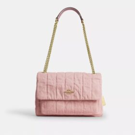 Sac bandoulière Elodie en denim « Loved » avec matelassage