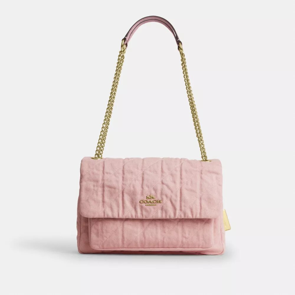 Sac bandoulière Elodie en denim « Loved » avec matelassage