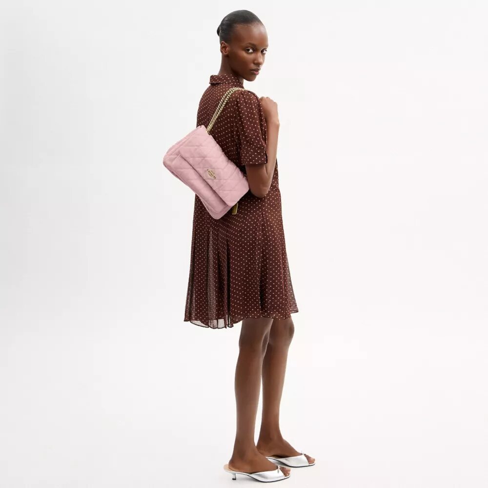Sac bandoulière Elodie en denim « Loved » avec matelassage