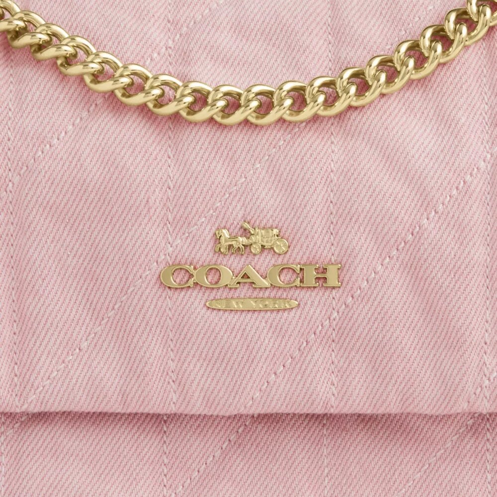 Sac bandoulière Elodie en denim « Loved » avec matelassage