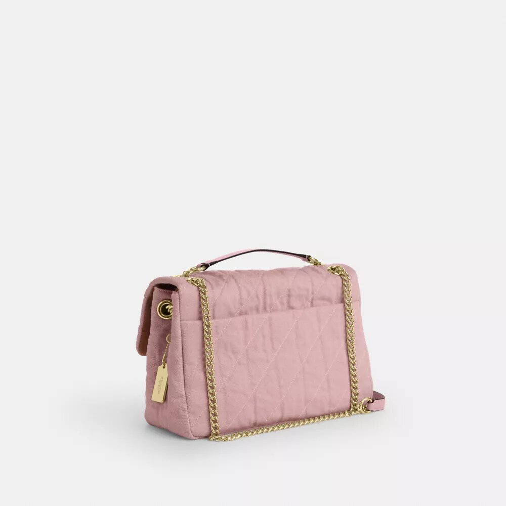 Sac bandoulière Elodie en denim « Loved » avec matelassage