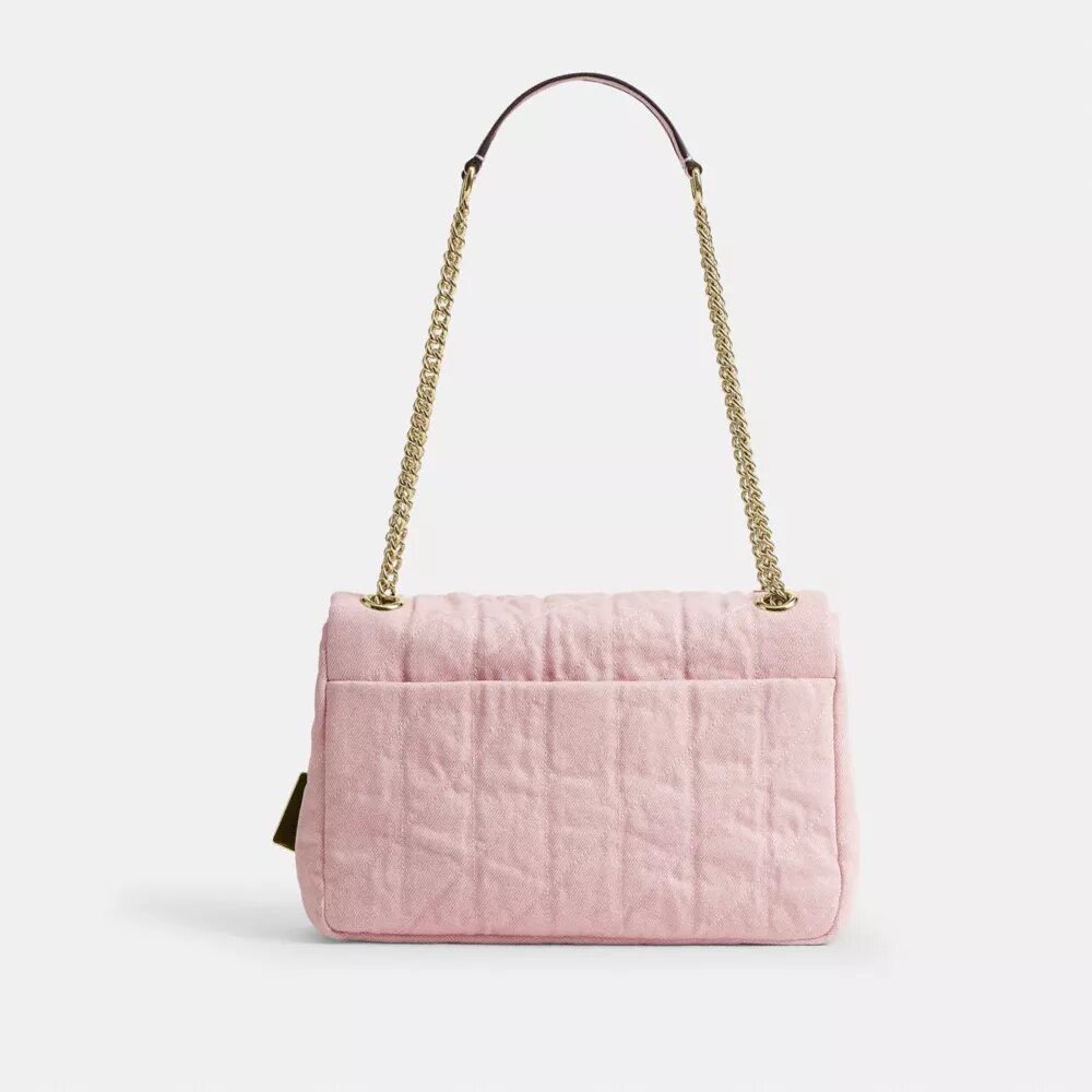Sac bandoulière Elodie en denim « Loved » avec matelassage