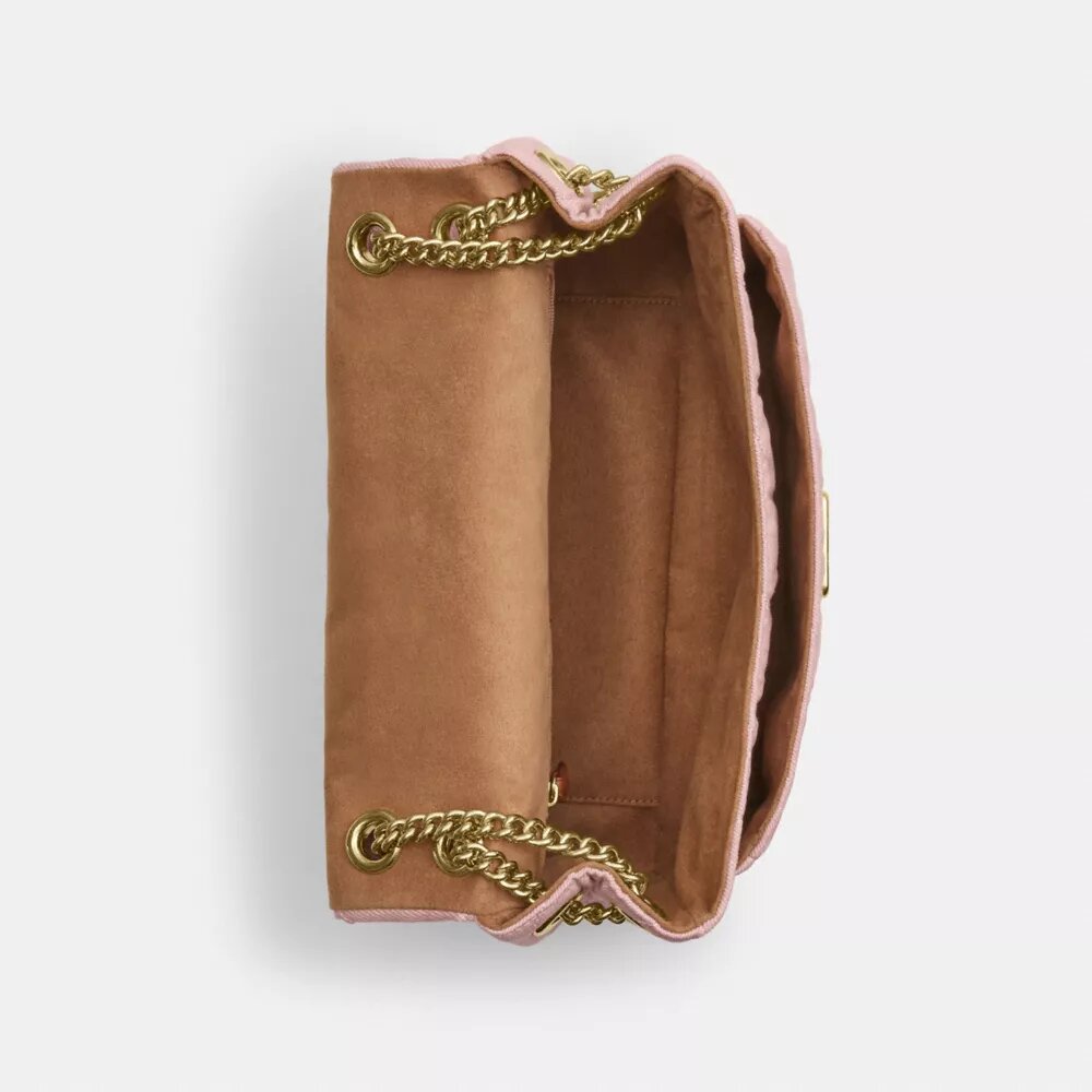 Sac bandoulière Elodie en denim « Loved » avec matelassage