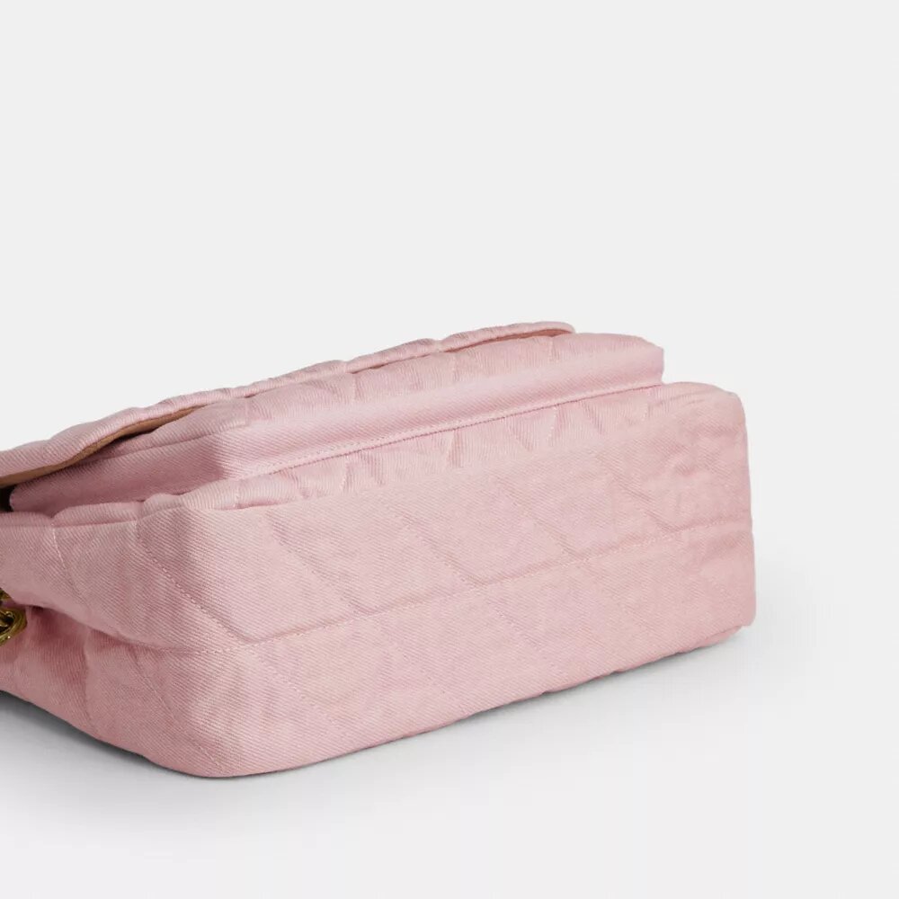 Sac bandoulière Elodie en denim « Loved » avec matelassage