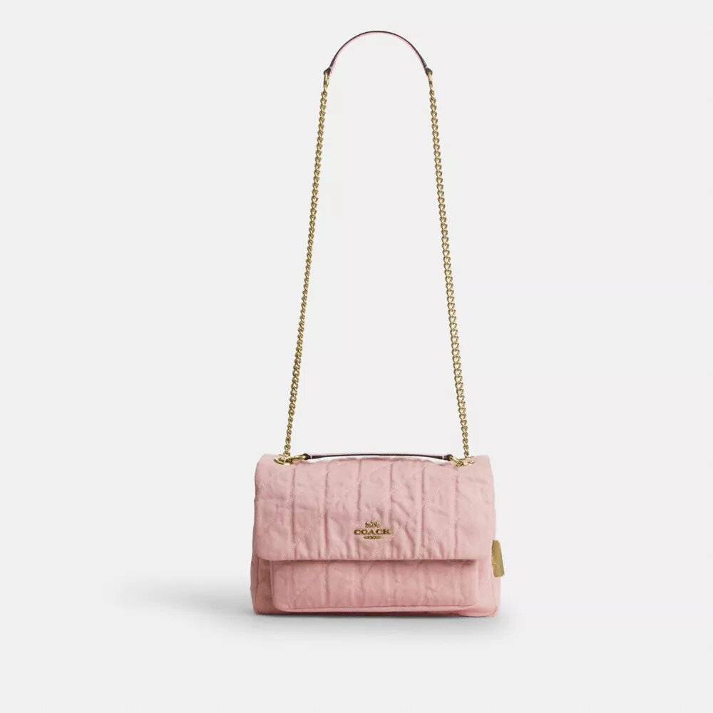 Sac bandoulière Elodie en denim « Loved » avec matelassage