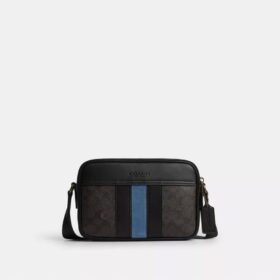 Sac bandoulière Graham en Signature Canvas à rayures « Varsity »