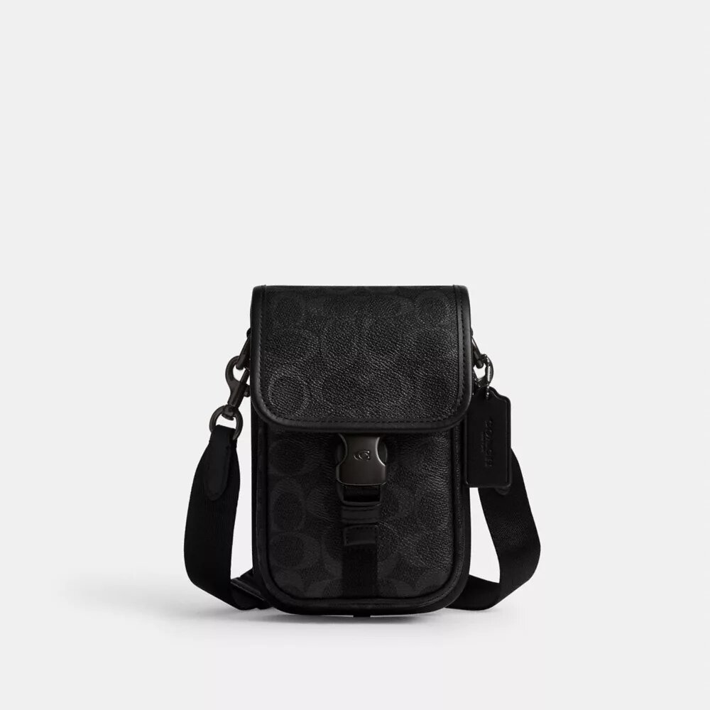 Sac bandoulière League pour téléphone en Signature Canvas
