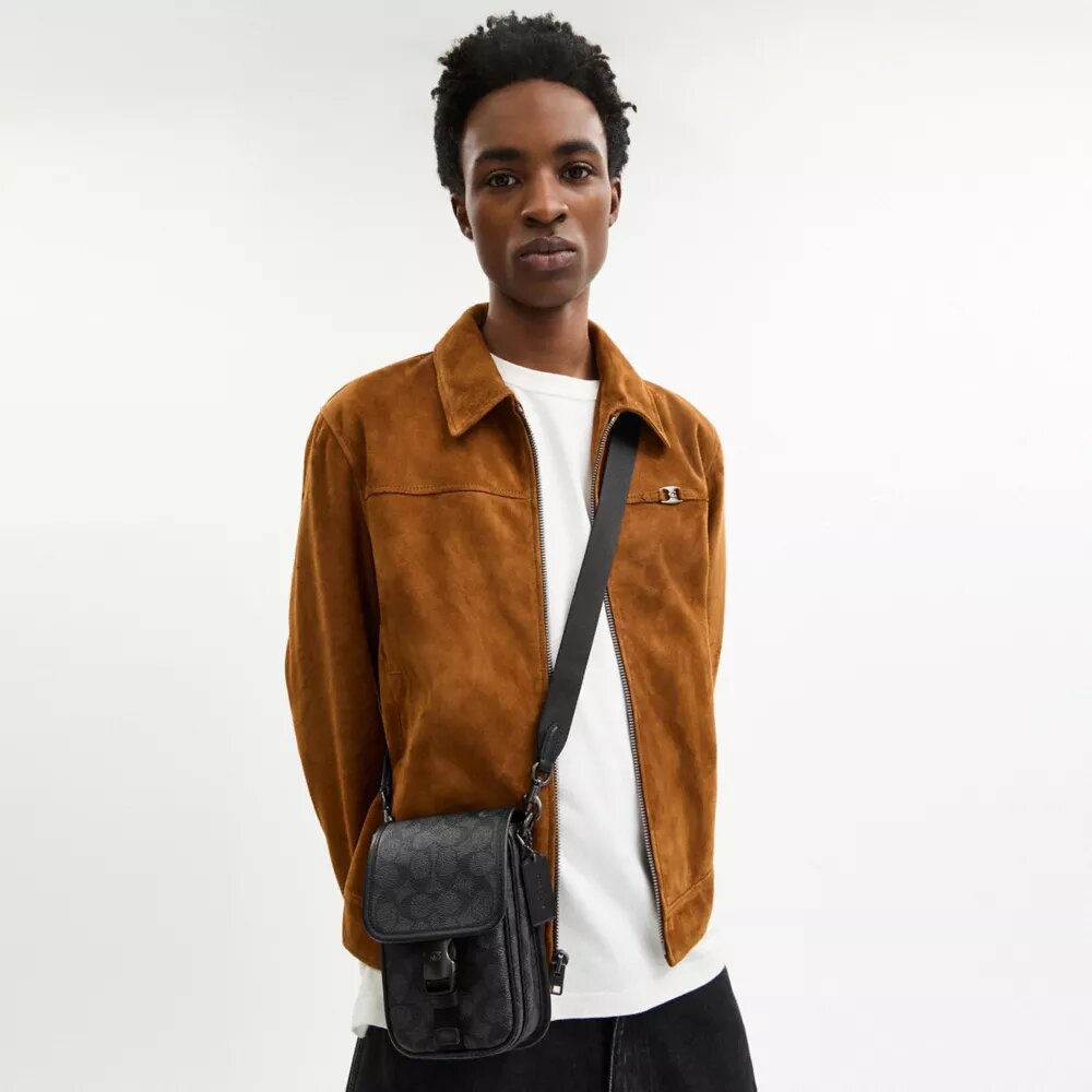 Sac bandoulière League pour téléphone en Signature Canvas