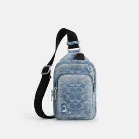 Sac bandoulière Racer en denim Signature « Loved »
