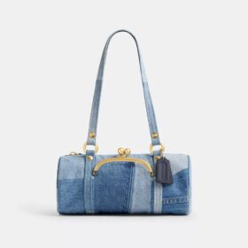 Sac cylindrique Kisslock 28 en denim recyclé