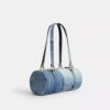 Sac cylindrique Kisslock 28 en denim recyclé