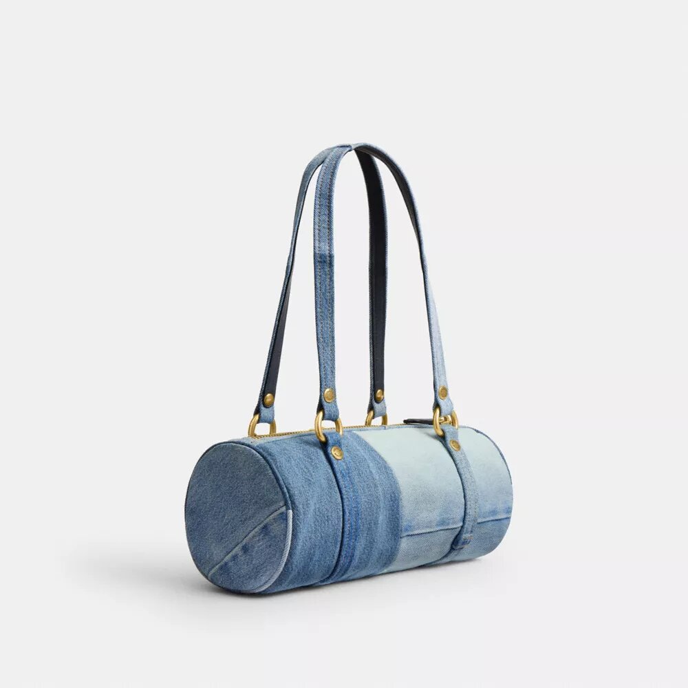 Sac cylindrique Kisslock 28 en denim recyclé