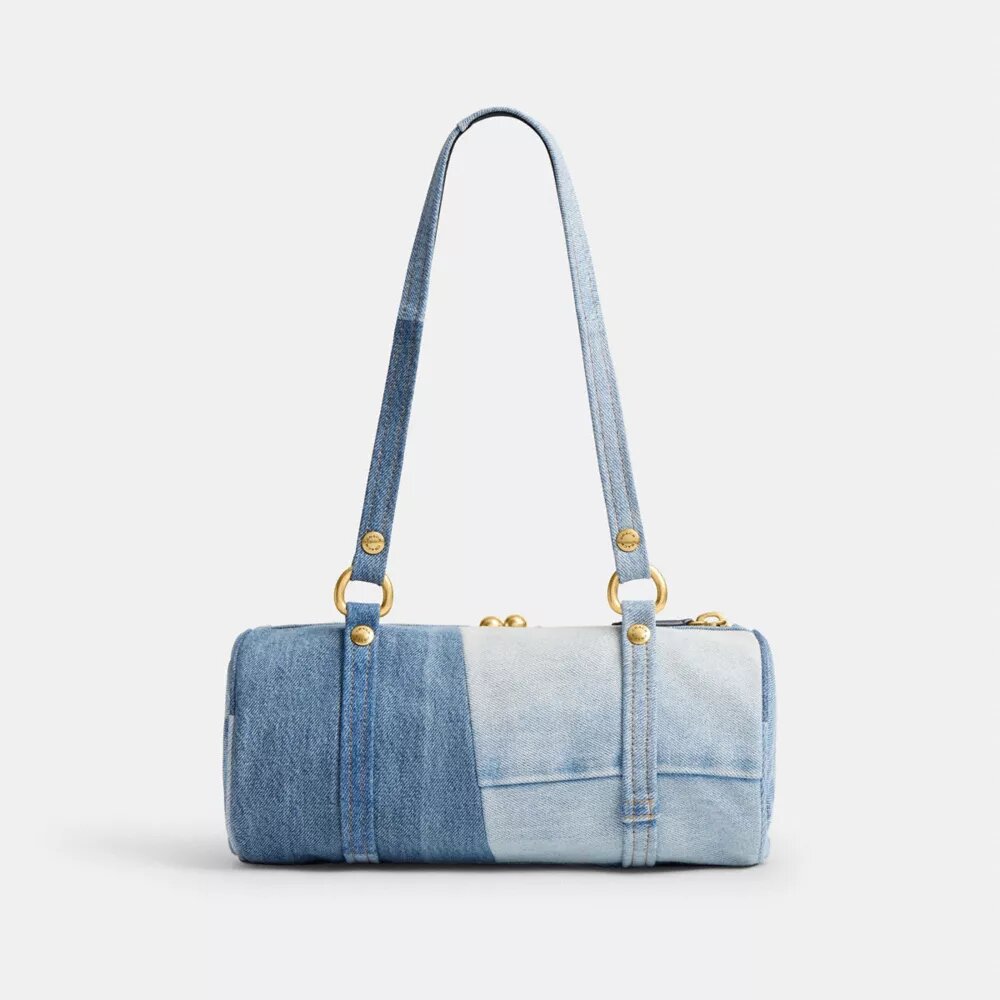 Sac cylindrique Kisslock 28 en denim recyclé
