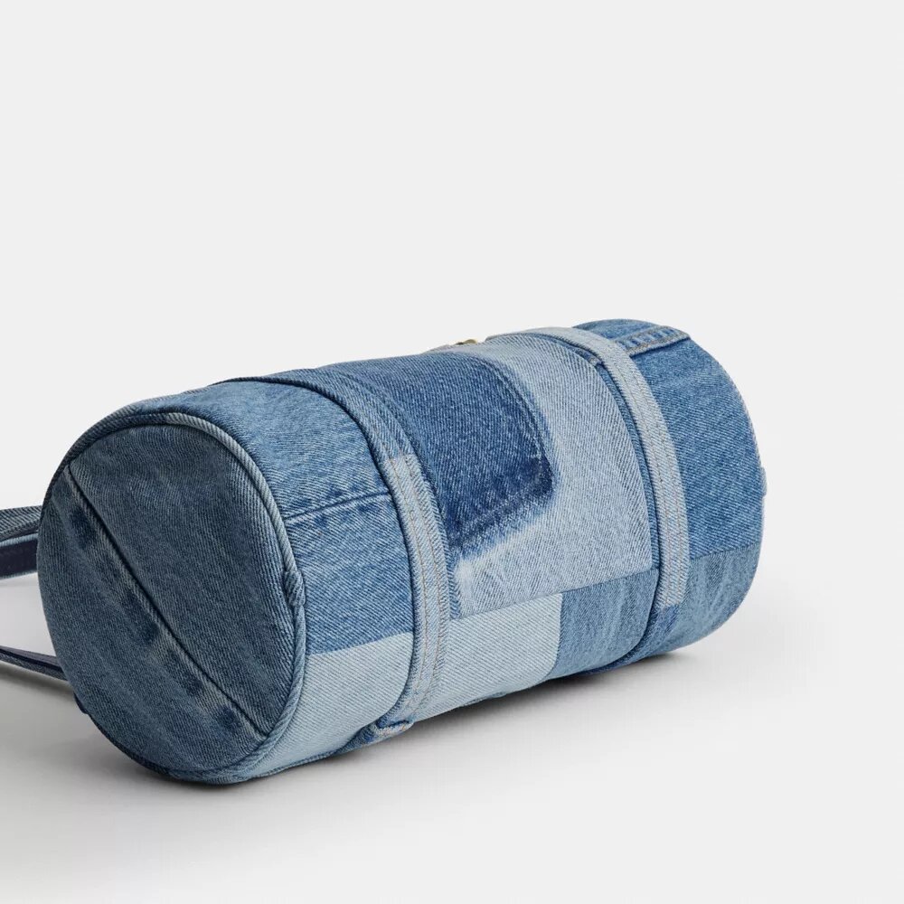 Sac cylindrique Kisslock 28 en denim recyclé
