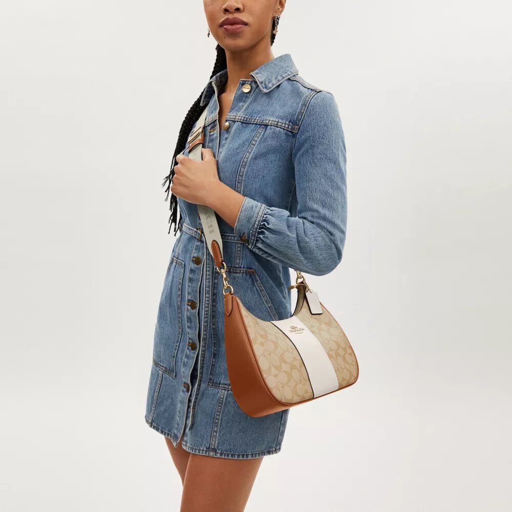 Sac hobo Teri en Signature Canvas à rayures