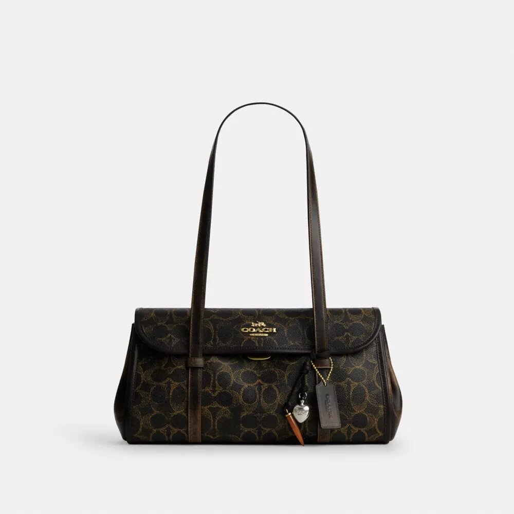 Sac porté épaule Bridget en Signature Canvas avec Charms
