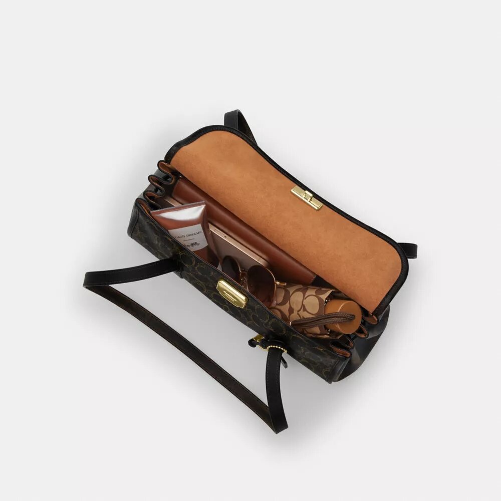 Sac porté épaule Bridget en Signature Canvas avec Charms