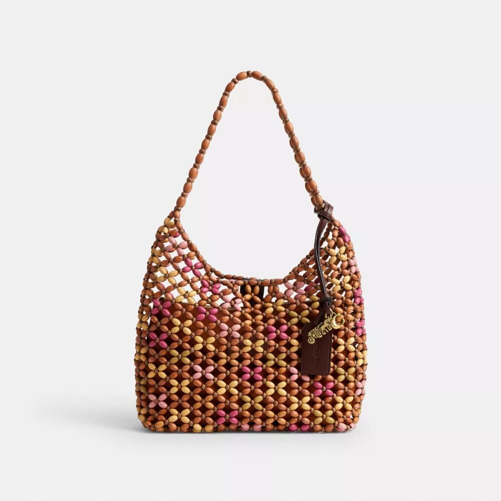 Sac porté épaule Brooklyn 28 avec perles en bois
