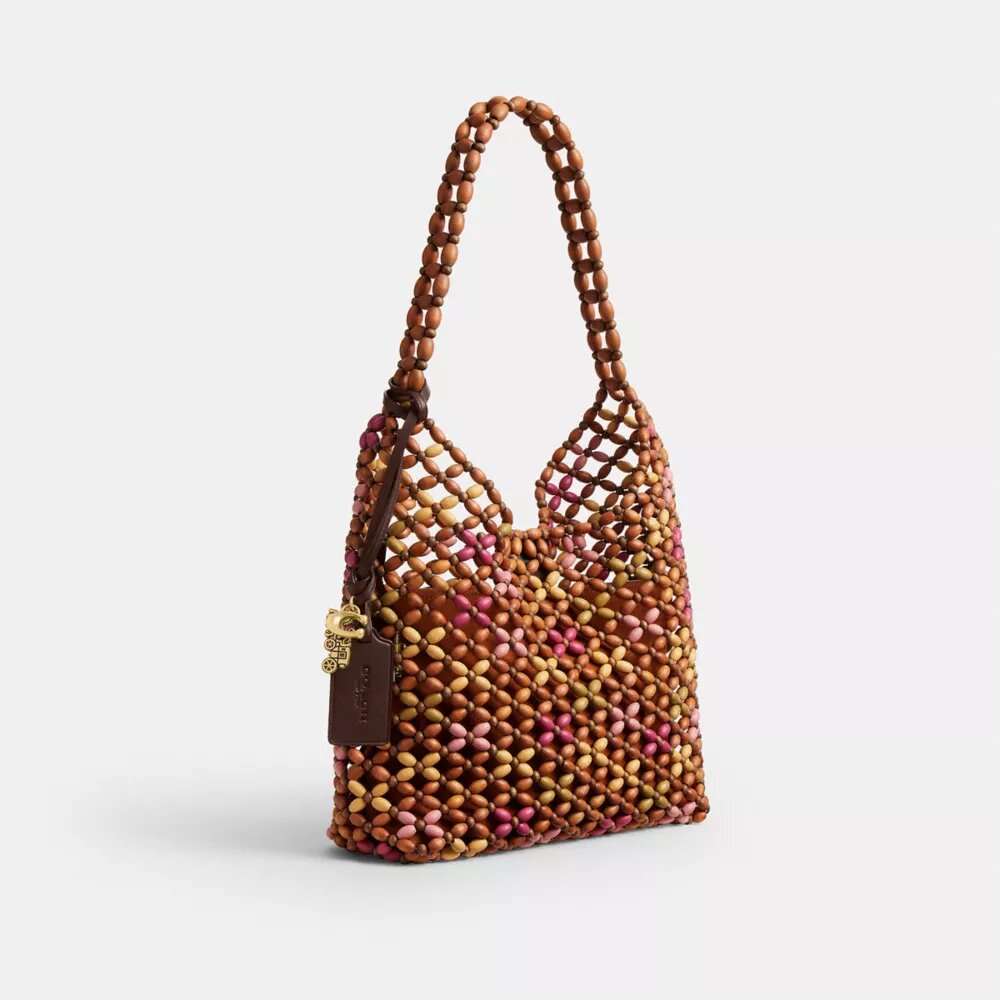 Sac porté épaule Brooklyn 28 avec perles en bois