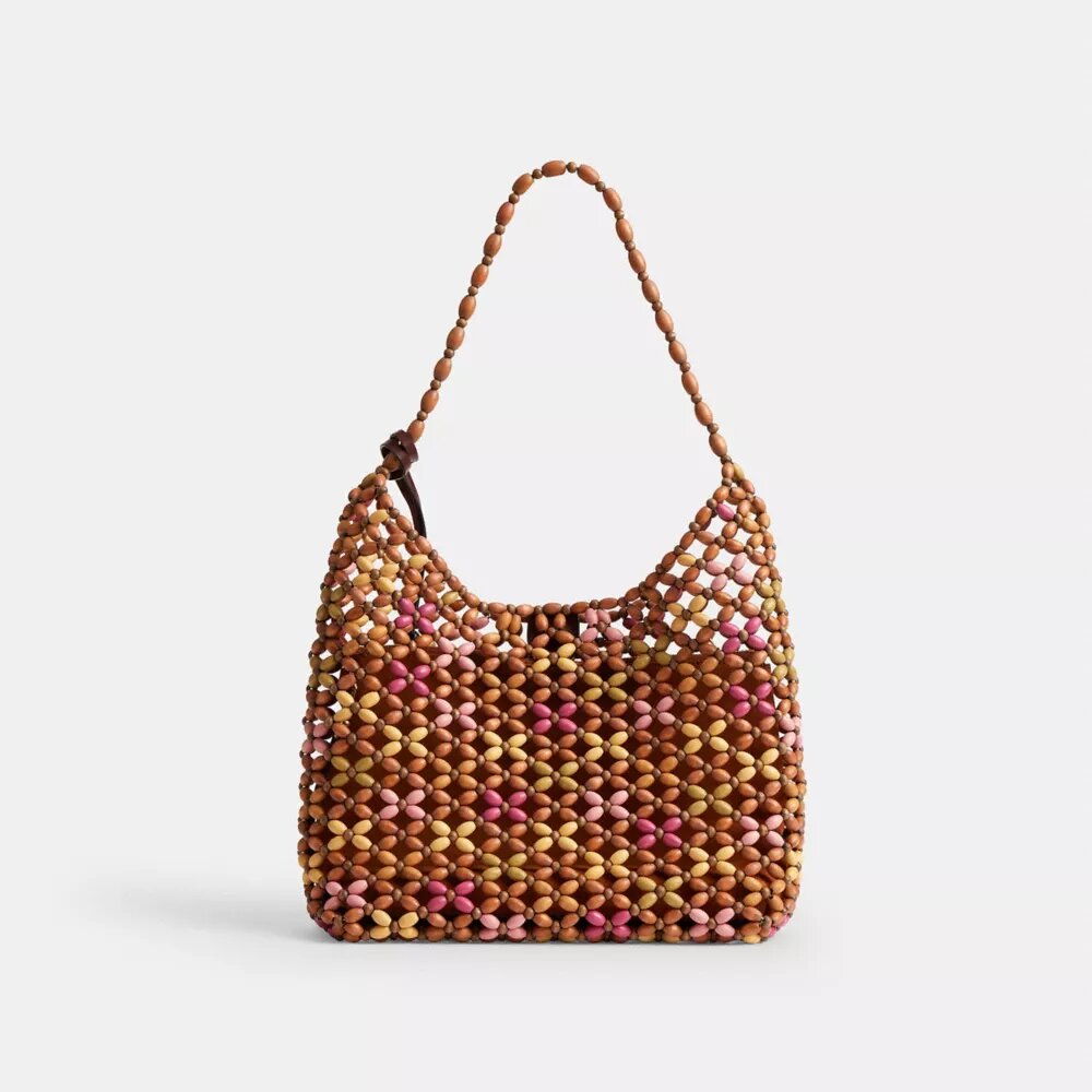 Sac porté épaule Brooklyn 28 avec perles en bois