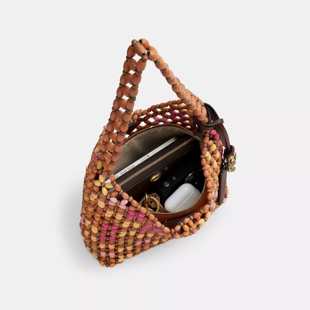 Sac porté épaule Brooklyn 28 avec perles en bois