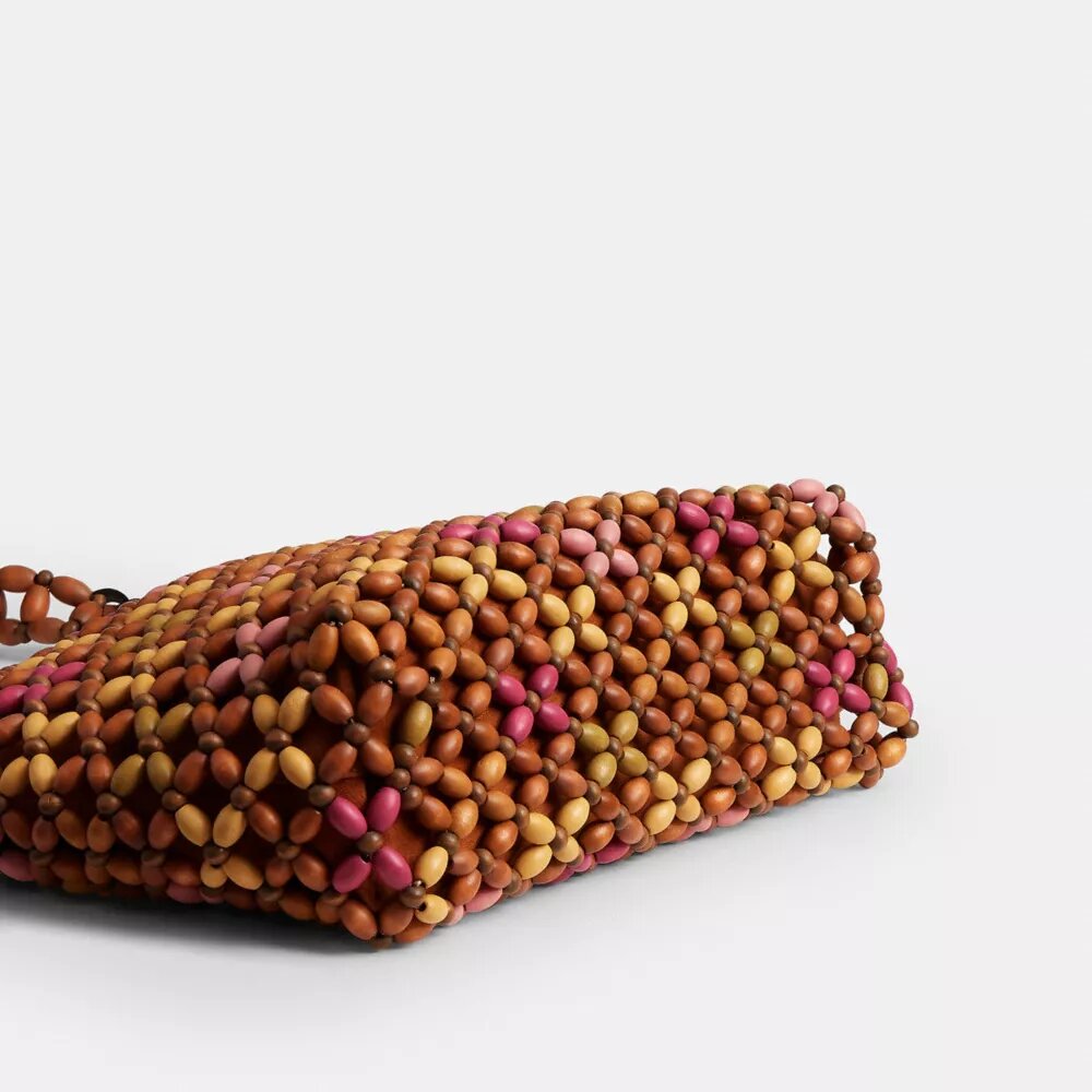 Sac porté épaule Brooklyn 28 avec perles en bois