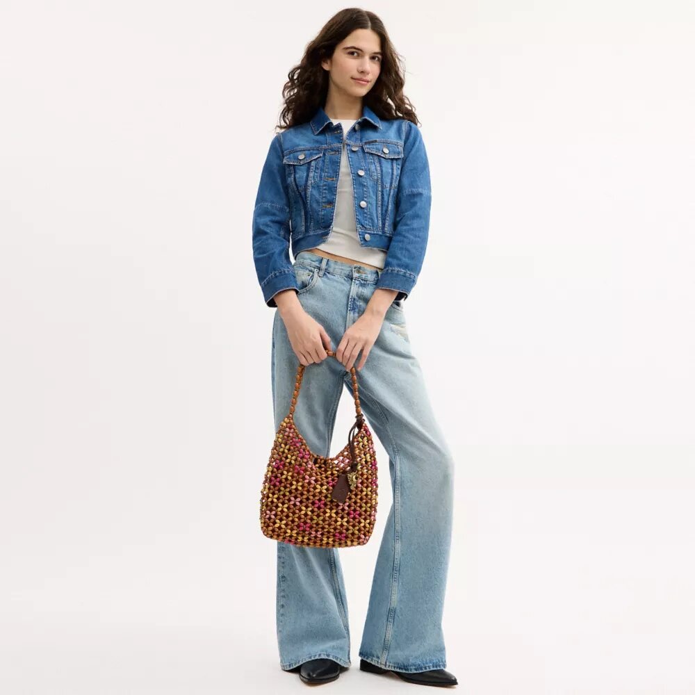 Sac porté épaule Brooklyn 28 avec perles en bois