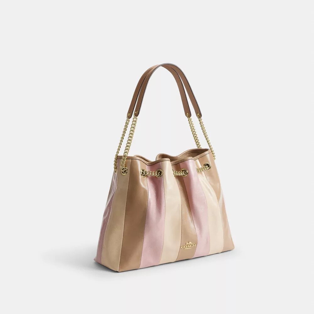 Sac porté épaule Evelyn avec patchwork rayé