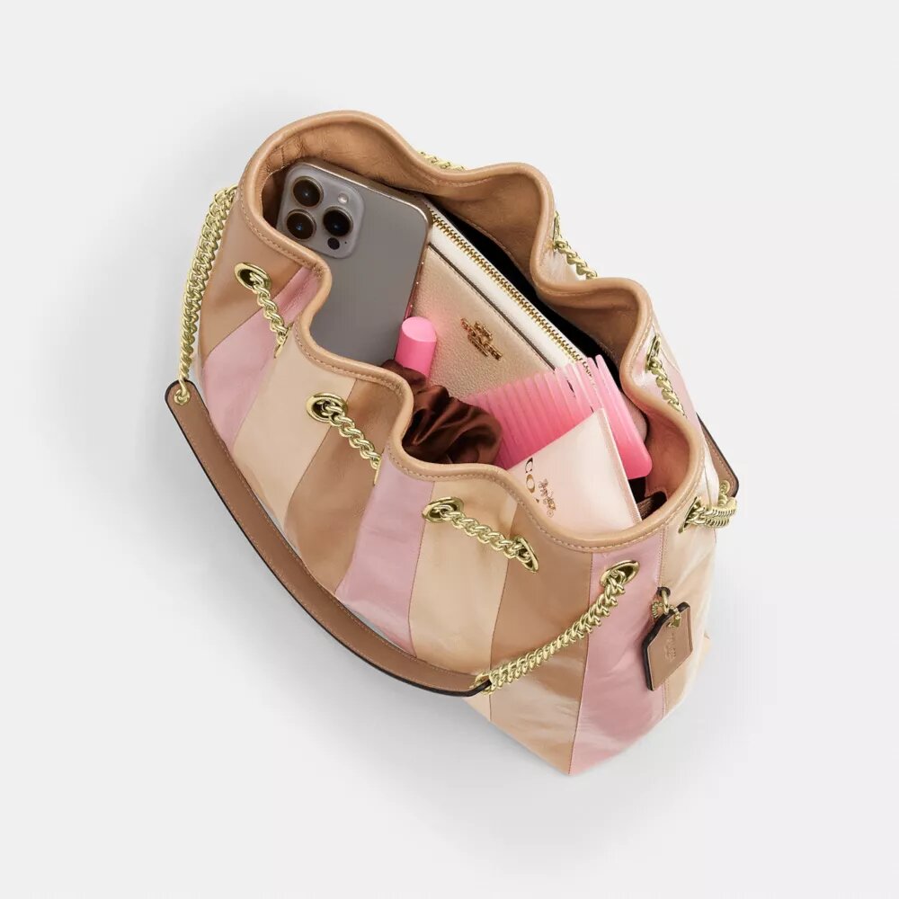 Sac porté épaule Evelyn avec patchwork rayé