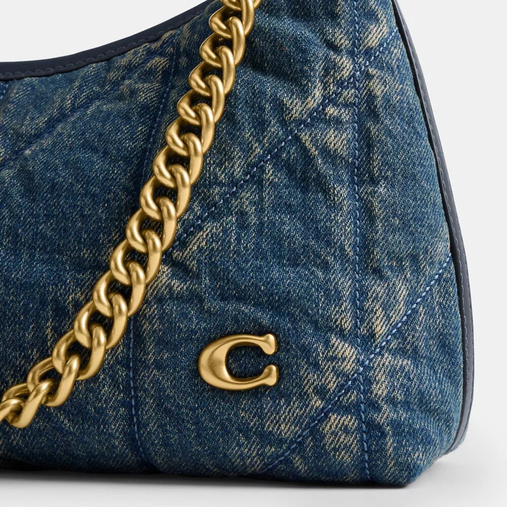 Sac porté épaule Juliet 25 en denim de coton régénératif matelassé