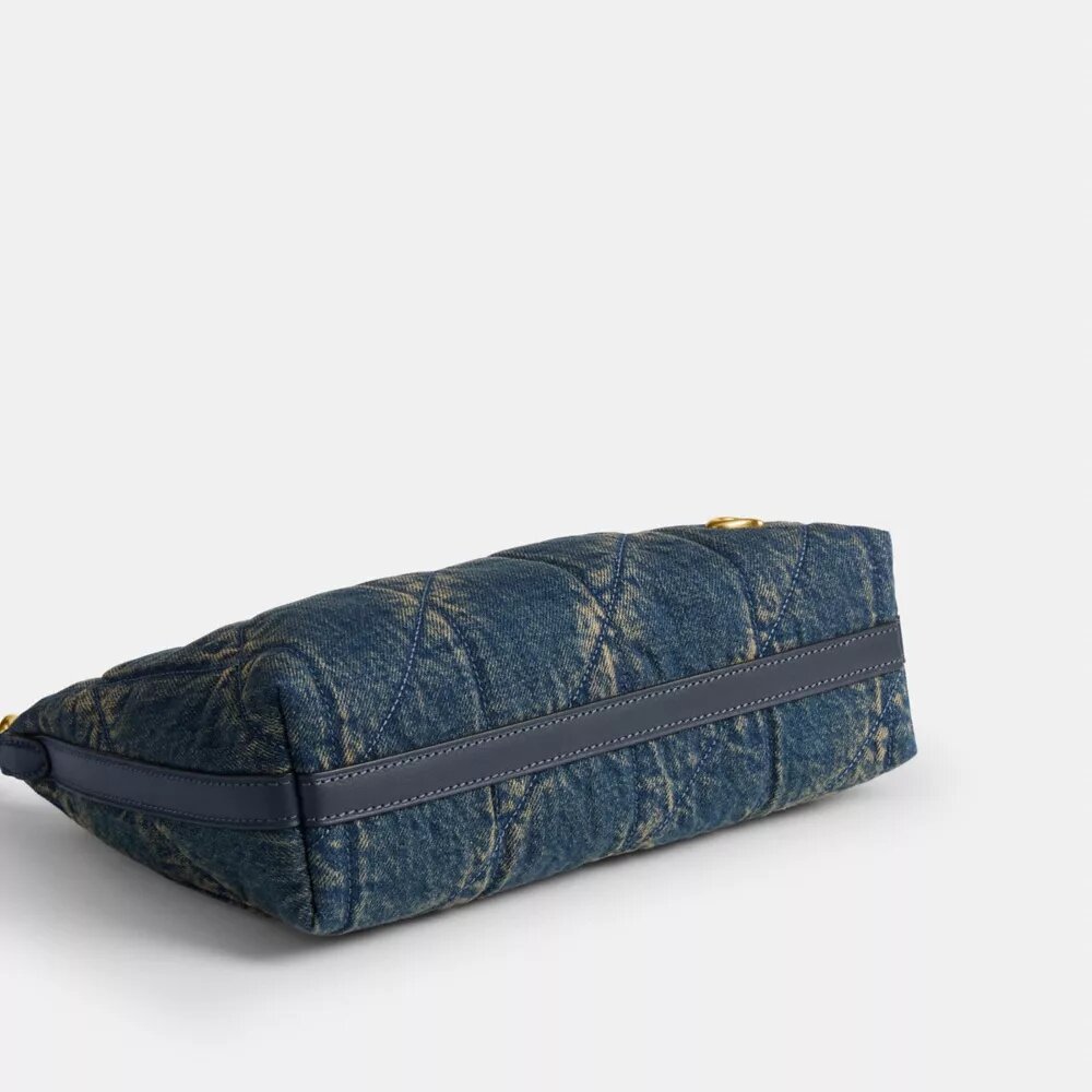 Sac porté épaule Juliet 25 en denim de coton régénératif matelassé