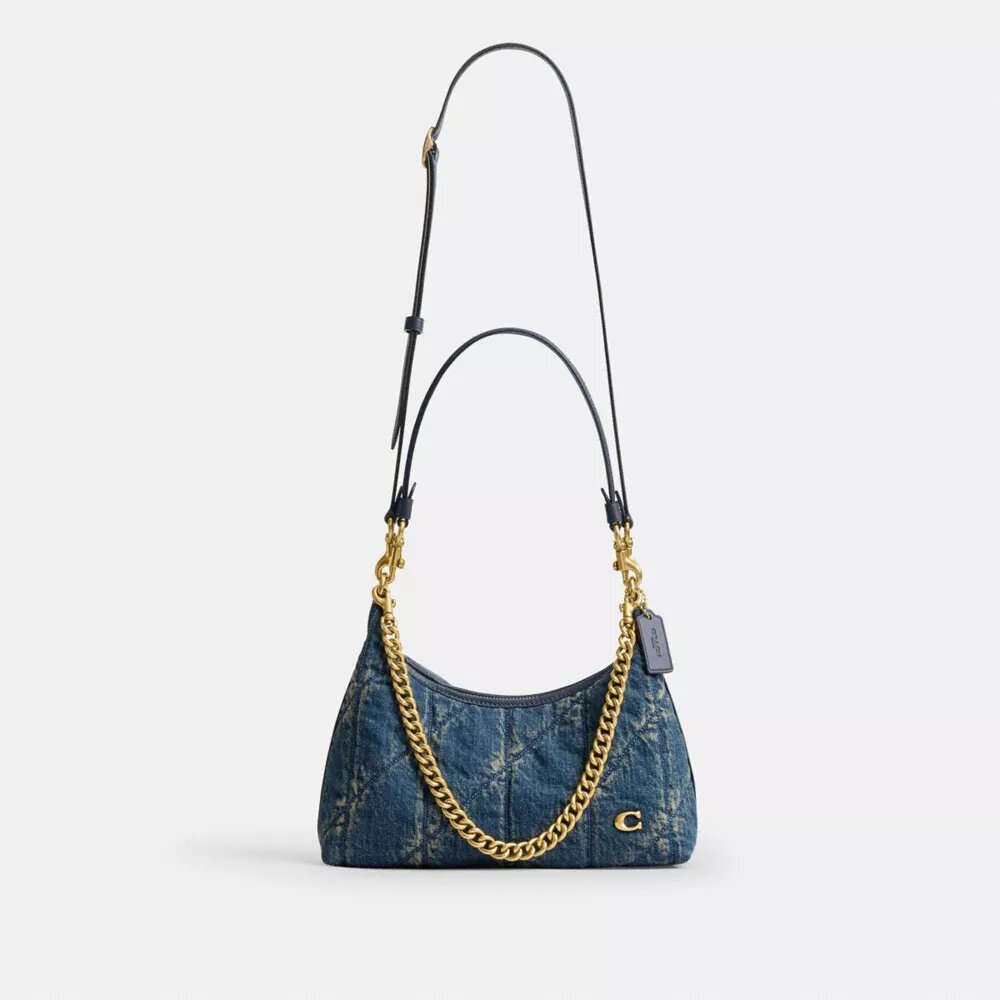 Sac porté épaule Juliet 25 en denim de coton régénératif matelassé