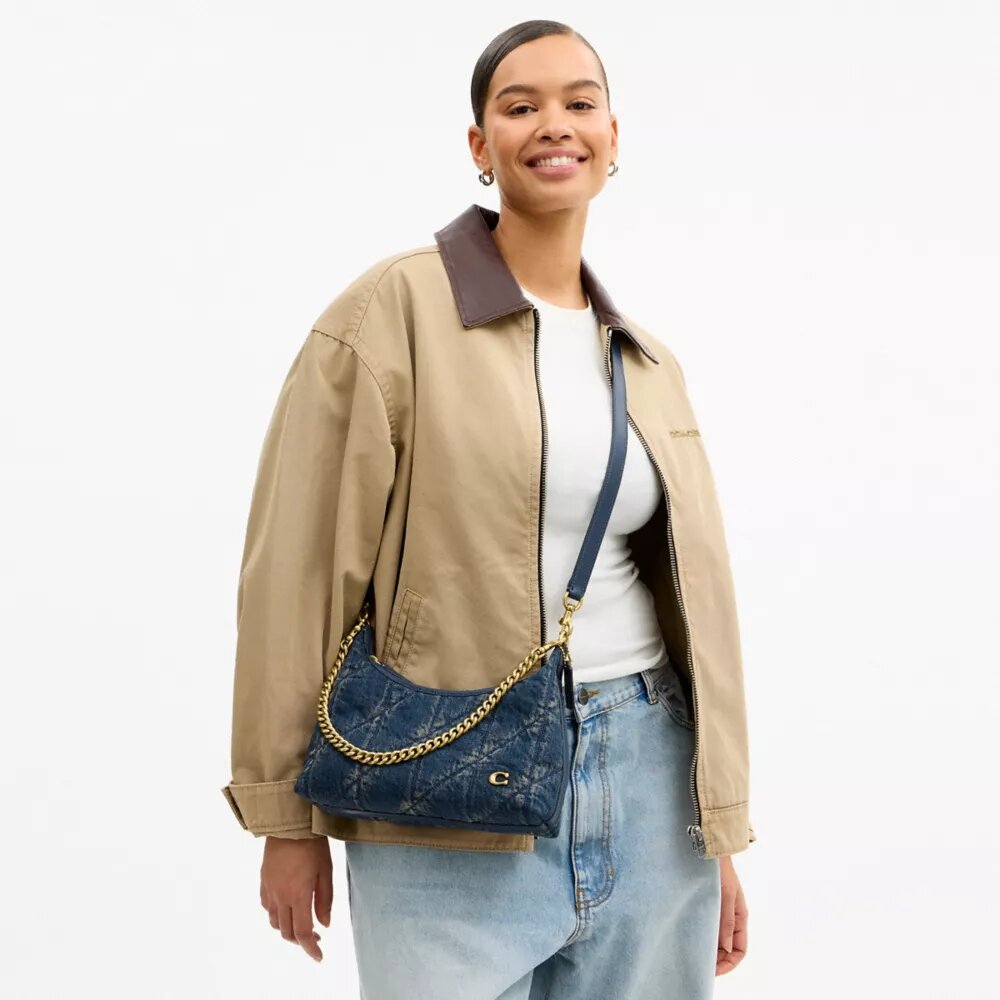 Sac porté épaule Juliet 25 en denim de coton régénératif matelassé