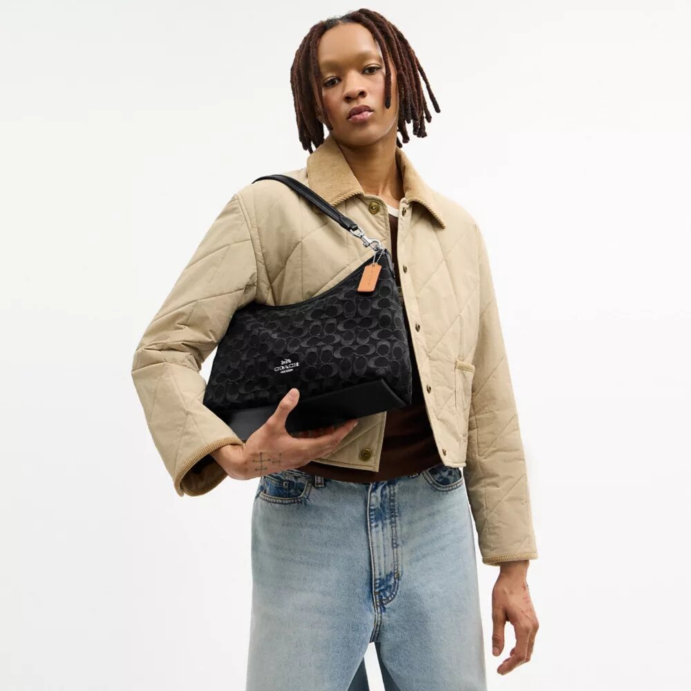 Sac porté épaule Laurel en denim emblématique