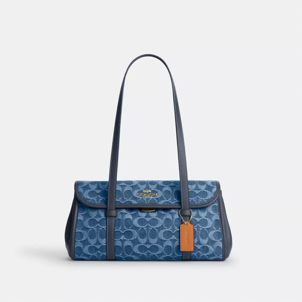 Sac porté épaule à rabat Bridget en denim emblématique