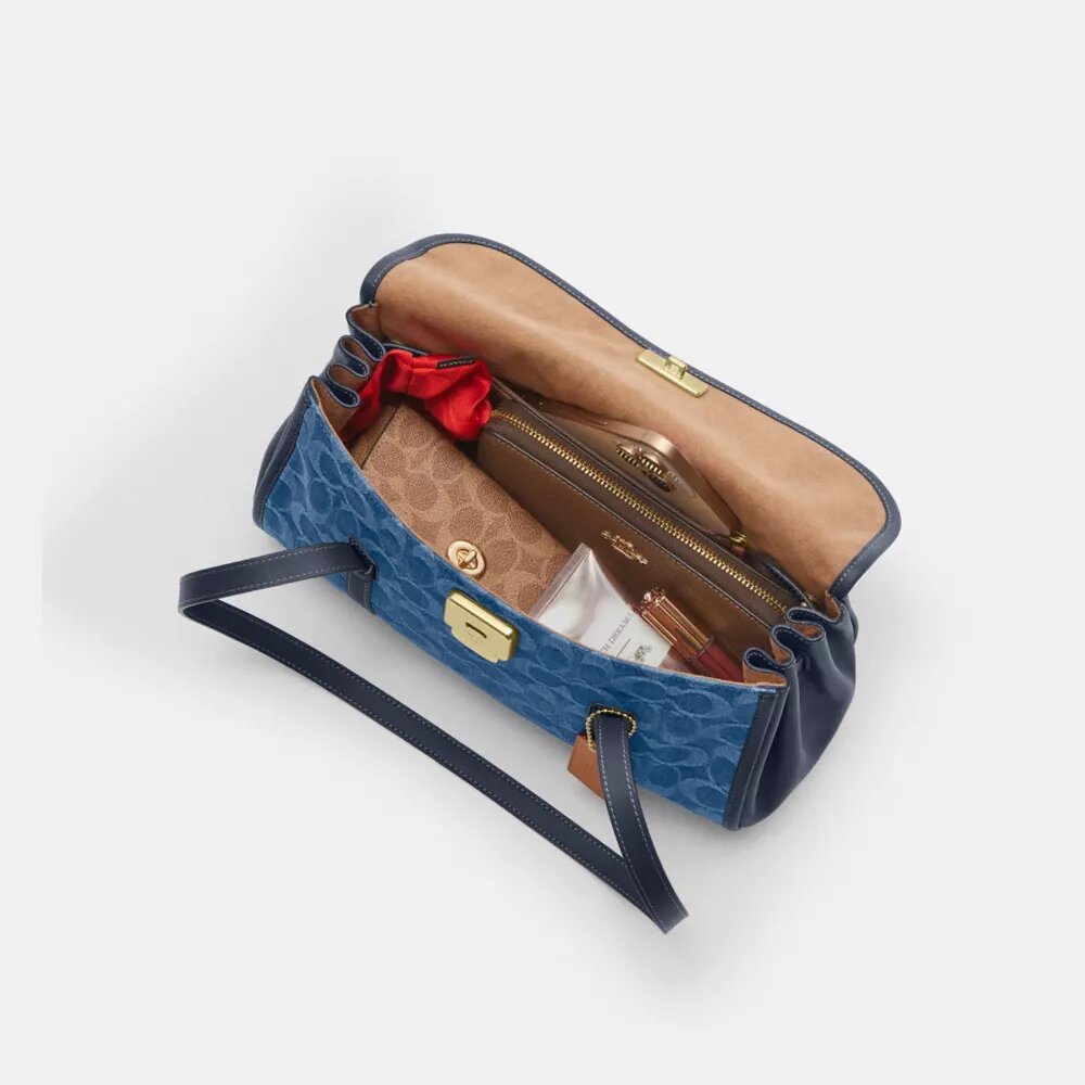 Sac porté épaule à rabat Bridget en denim emblématique