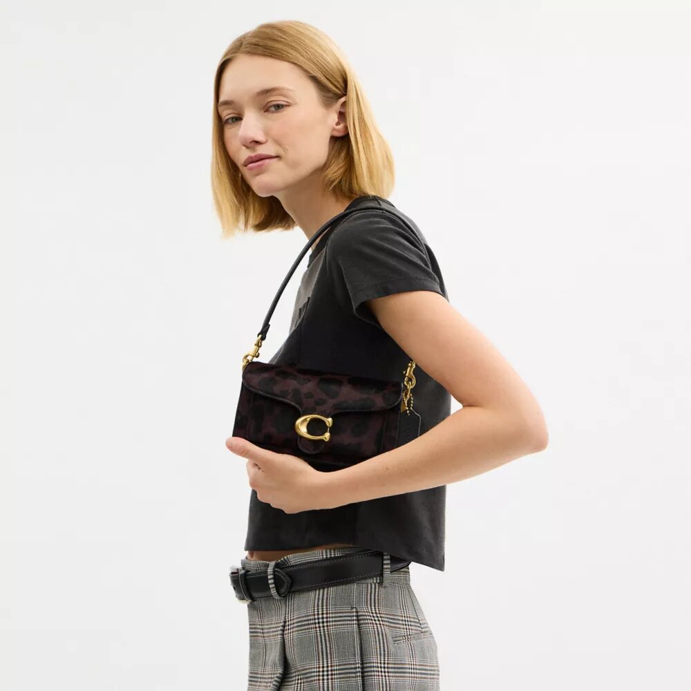 Sac porté épaule Tabby 20 en cuir de veau velours imprimé léopard