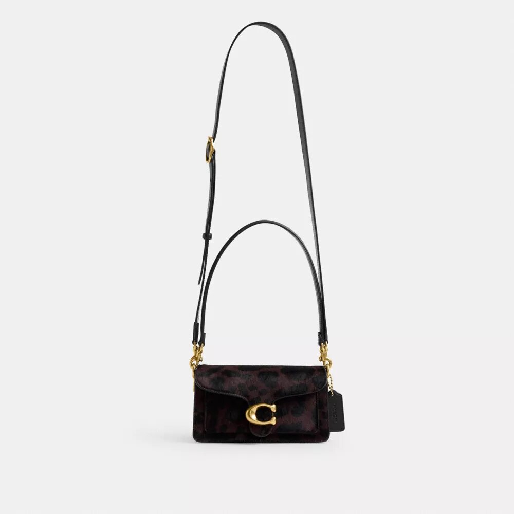 Sac porté épaule Tabby 20 en cuir de veau velours imprimé léopard