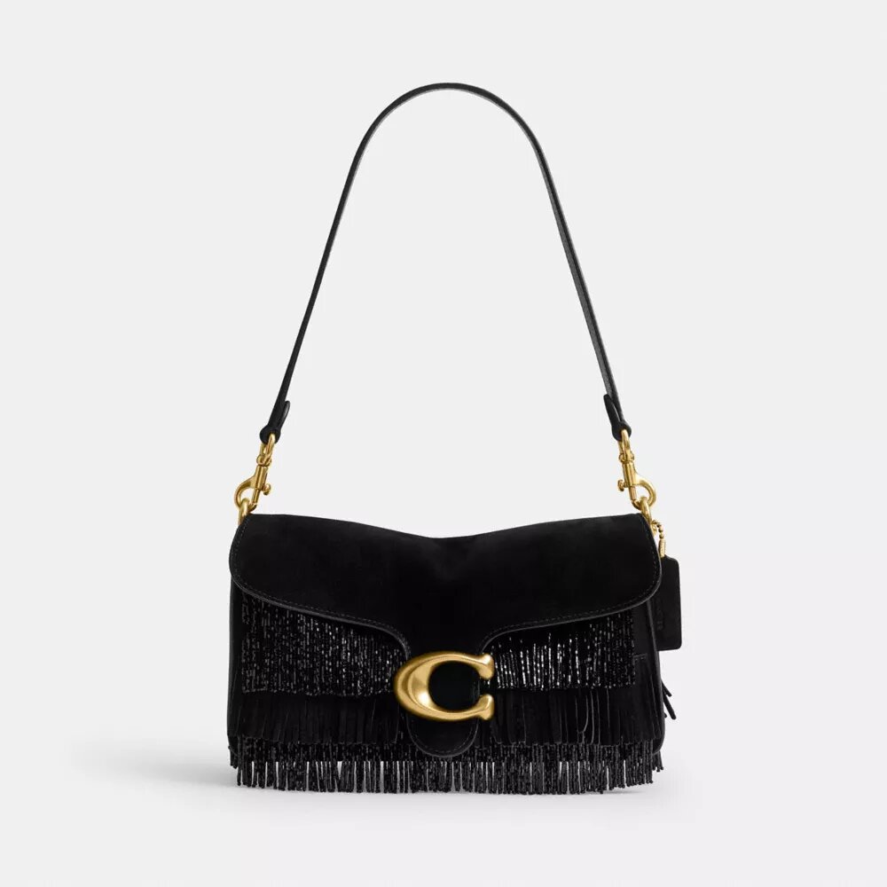 Sac porté épaule Tabby 26 avec franges ornées de perles en cristal
