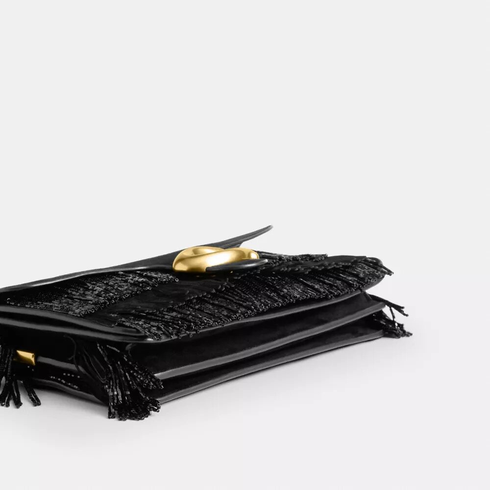 Sac porté épaule Tabby 26 avec franges ornées de perles en cristal