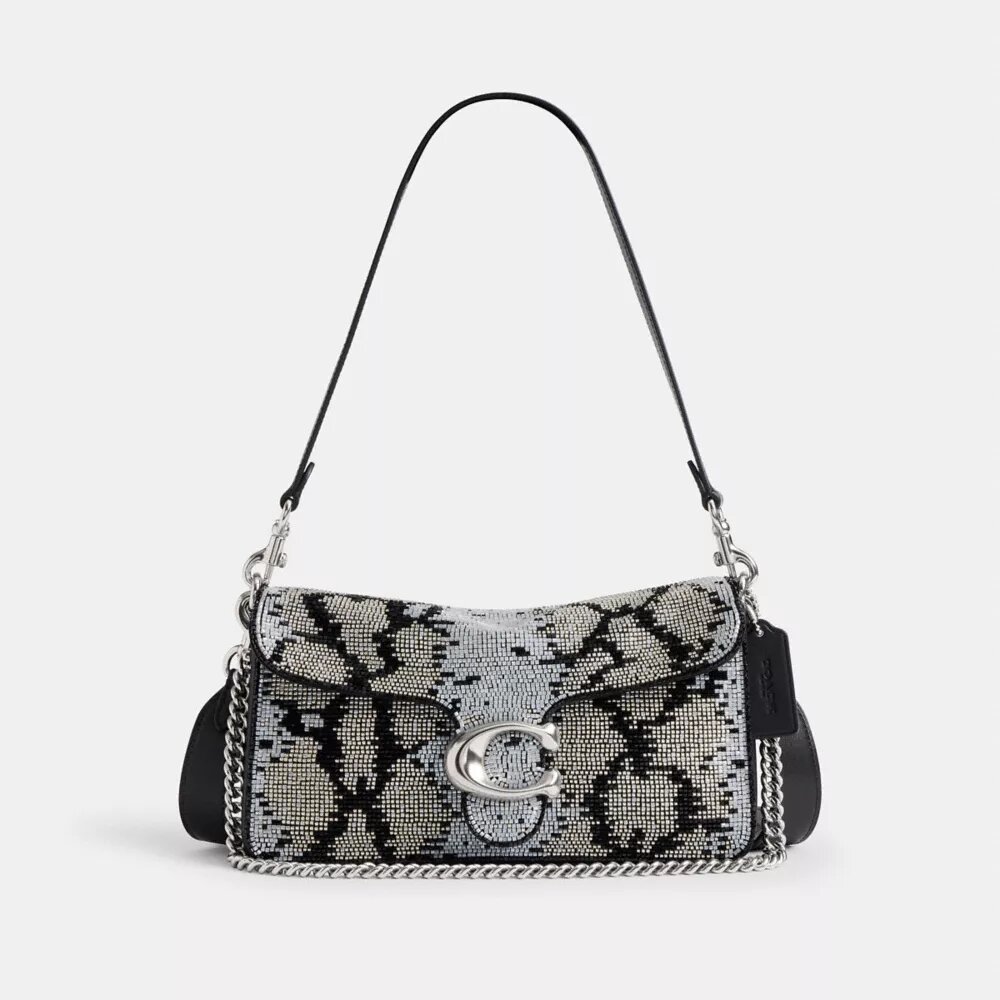 Sac porté épaule Tabby 26 avec motif serpent perlé
