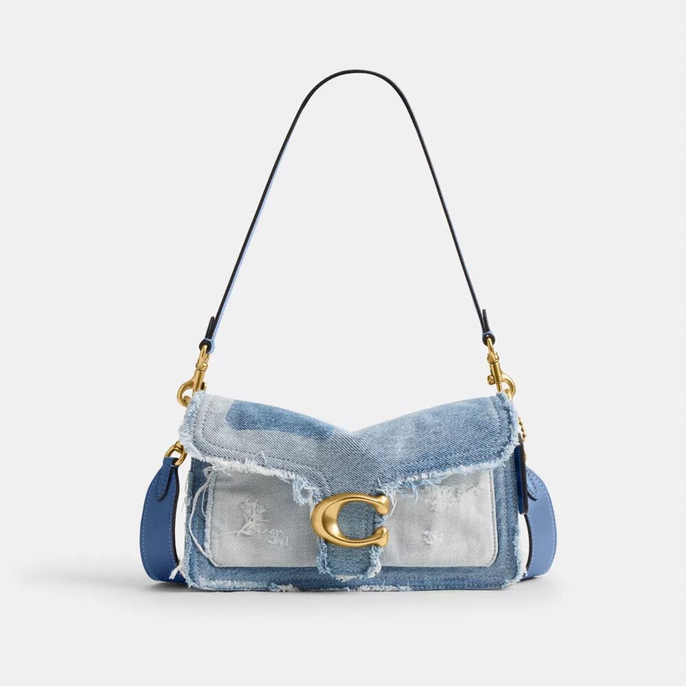Sac porté épaule Tabby 26 avec patchwork en denim recyclé