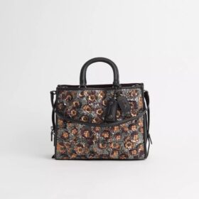 Sac Rogue restauré avec paillettes en cuir