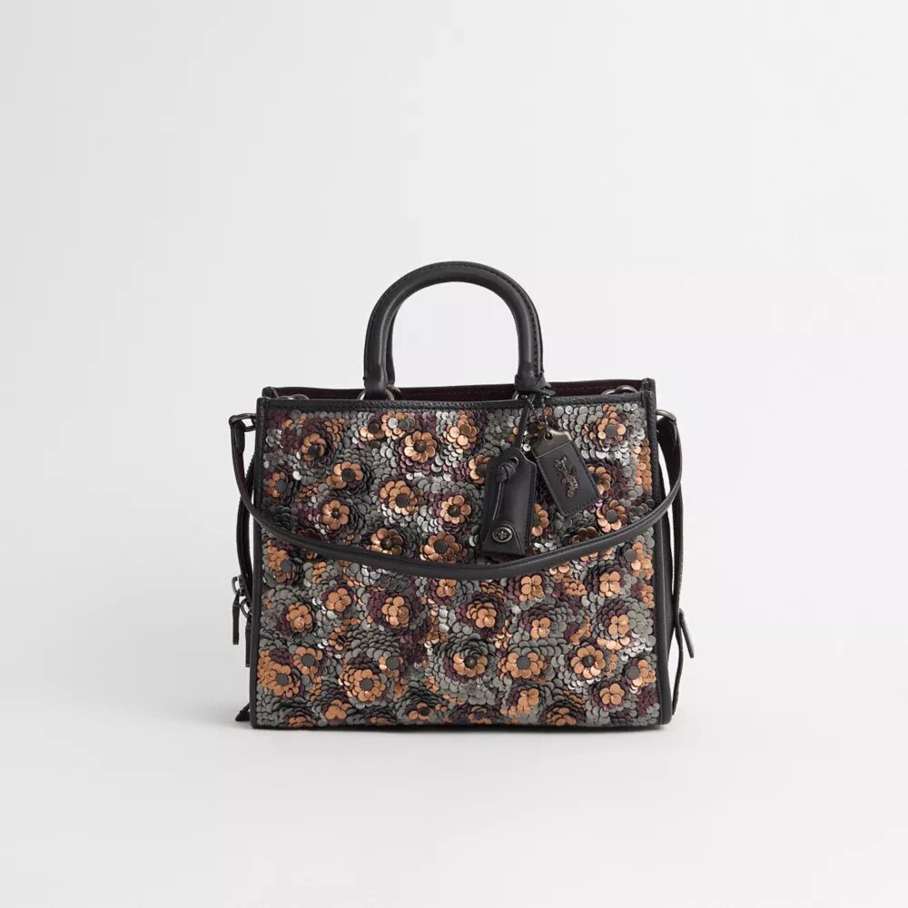 Sac Rogue restauré avec paillettes en cuir
