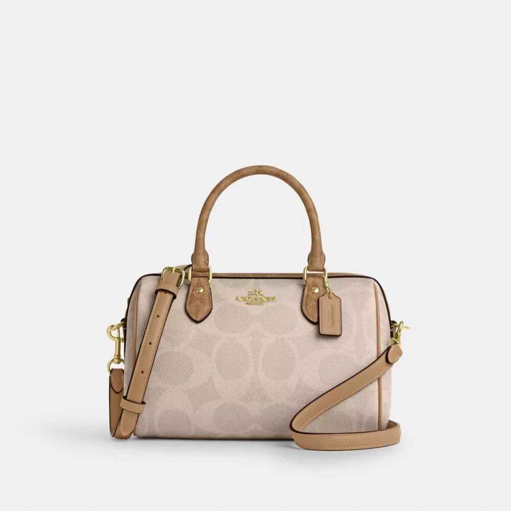 Sac satchel Rowan en Signature Canvas à motifs géométriques