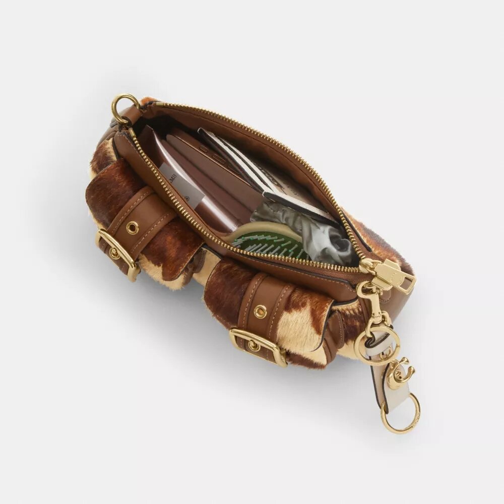 Sacs porté épaule Ashton en cuir de veau imprimé « Cow Print »