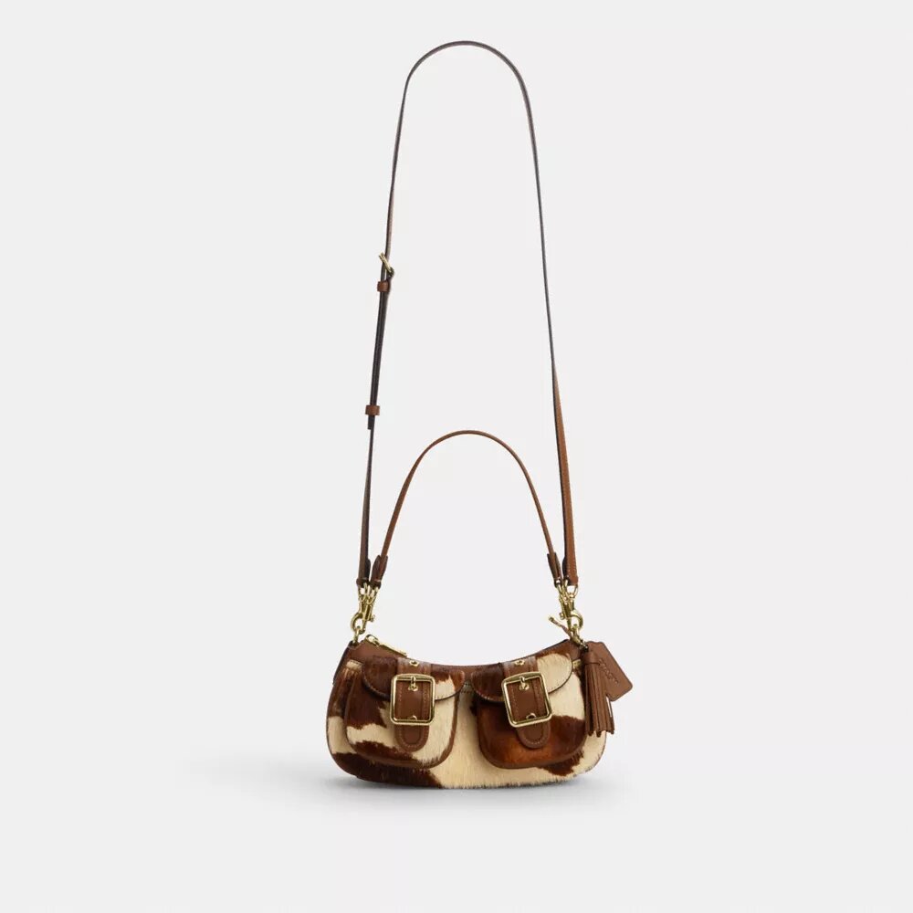 Sacs porté épaule Ashton en cuir de veau imprimé « Cow Print »
