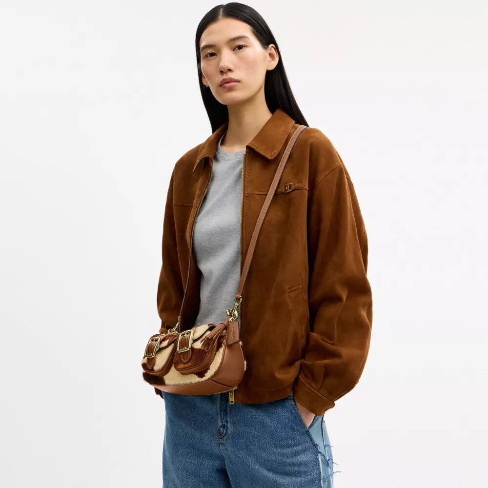 Sacs porté épaule Ashton en cuir de veau imprimé « Cow Print »