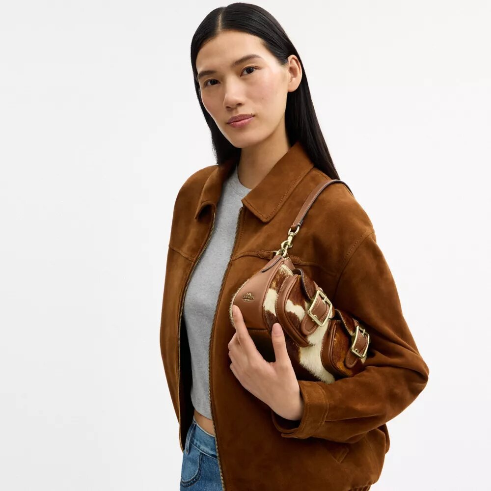 Sacs porté épaule Ashton en cuir de veau imprimé « Cow Print »
